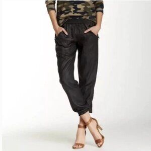 DWP for Scoop Black Metallic Leather Coated Joggers Pants Size Extra Small